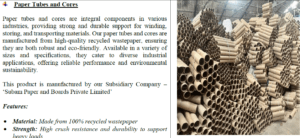 Subam Papers Limited Paper Tubes